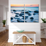 Sea with Stones at Sunset Canvas Print SKU 10620