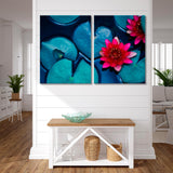 Red Lotus on the Water Surface Canvas Print SKU 10346