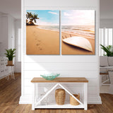 Surfing on Tropical Beach Canvas Print SKU 10522