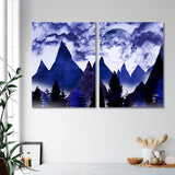 Abstract Mountains at Full Moon Canvas Print SKU 10324