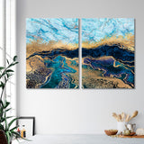 Blue Marble with Gold Canvas Print SKU 10813