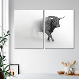 Bull Black and White Canvas Print SKU 10278