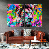 Lion Head Colorful Paint Graffiti Canvas Print SKU 10309