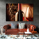 Bottle and Glass of Red Wine Canvas Print SKU 10570