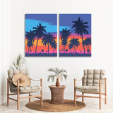 Evening Beach with Palm Trees Canvas Print SKU 10678