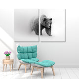 Grizzly Bear Black and White Canvas Print SKU 10283