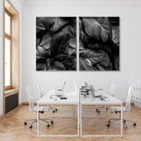 Tropical Leaves Black and White Canvas Print SKU 10176