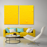 Water Droplets on Yellow Background Canvas Print SKU 10191