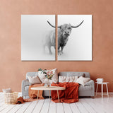 Scottish Cow White and Black Canvas Print SKU 10311