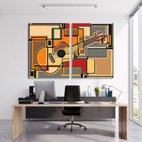 Colorful Mosaic Acoustic Guitar Canvas Print SKU 10577