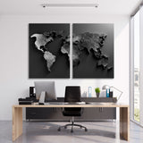 World Map from Dark Metal 3D Canvas Print SKU 10546