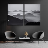 Mountains in the Mist Black and White Canvas Print SKU 10489