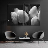 Bouquet of White Tulips Black and White Canvas Print SKU 10466