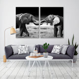 Two Elephants Black and White Canvas Print SKU 10638