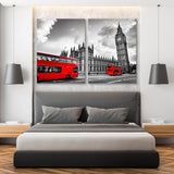 London Red in Black and White Canvas Print SKU 10513