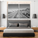 Joshua Three Highway in Black and White Canvas Print SKU 10430