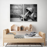 Vintage Dumbbells Black & White Canvas Print SKU 10597