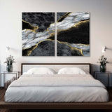 Black Gray Gold Veined Marble Canvas Print SKU 10815