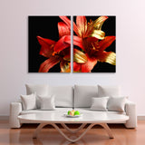 Red Lilies with Golden Tones Canvas Print SKU 10879