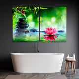 Spa Stones and Water Lily with Fountain Canvas Print SKU 10937