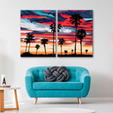 Beautiful Sunset with Palm Trees Canvas Print SKU 10665