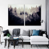 Spruce Forest in the Mist Black and White Canvas Print SKU 10625