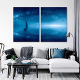 Sailing Yacht under the Starry Sky Canvas Print SKU 10772