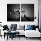 African Leopard Black & White Photo Canvas Print SKU 10637