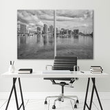 Honolulu Hotels Waikiki Black White Canvas Print SKU 10610