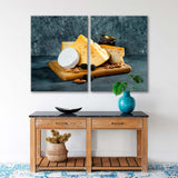 Assortment of Cheese on Wooden Board Canvas Print SKU 10741