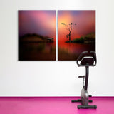 River Landscape in Pink Glow Canvas Print SKU 10717