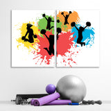 Cheerleaders on Colorful Splashes Background Canvas Print SKU 10853