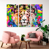 Lion Head on Colored Background Canvas Print SKU 10306