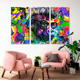 Colorful Gorilla Punk Wearing Glasses Canvas Print SKU 10319