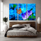 Butterfly on Blue Flowers Canvas Print SKU 10347