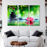 Spa Stones and Water Lily with Fountain Canvas Print SKU 10937