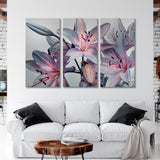 Delicate Lilies on a Gray Background Canvas Print SKU 10353