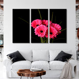 Pink Gerberas on a Black Background Canvas Print SKU 10356