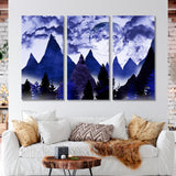 Abstract Mountains at Full Moon Canvas Print SKU 10324