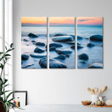 Sea with Stones at Sunset Canvas Print SKU 10620