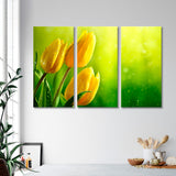 Yellow Tulips on Green Background Canvas Print SKU 10329