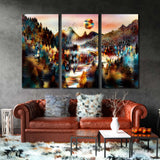 Abstract Autumn Forest with River Canvas Print SKU 10325