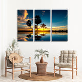 Palm Tree Silhouette at Sunset Canvas Print SKU 10773