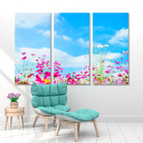 Pink Flowers in Blue Sky Canvas Print SKU 10878