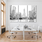 Chicago City Street Sketch Canvas Print SKU 10616