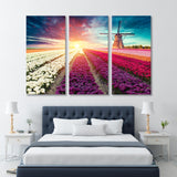 Tulip Field with Mill Canvas Print SKU 10335