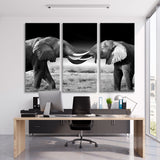 Two Elephants Black and White Canvas Print SKU 10638