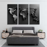 World Map from Dark Metal 3D Canvas Print SKU 10546