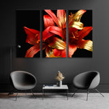 Red Lilies with Golden Tones Canvas Print SKU 10879