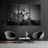 African Leopard Black & White Photo Canvas Print SKU 10637